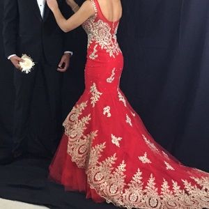 Prom Dress (red and gold)